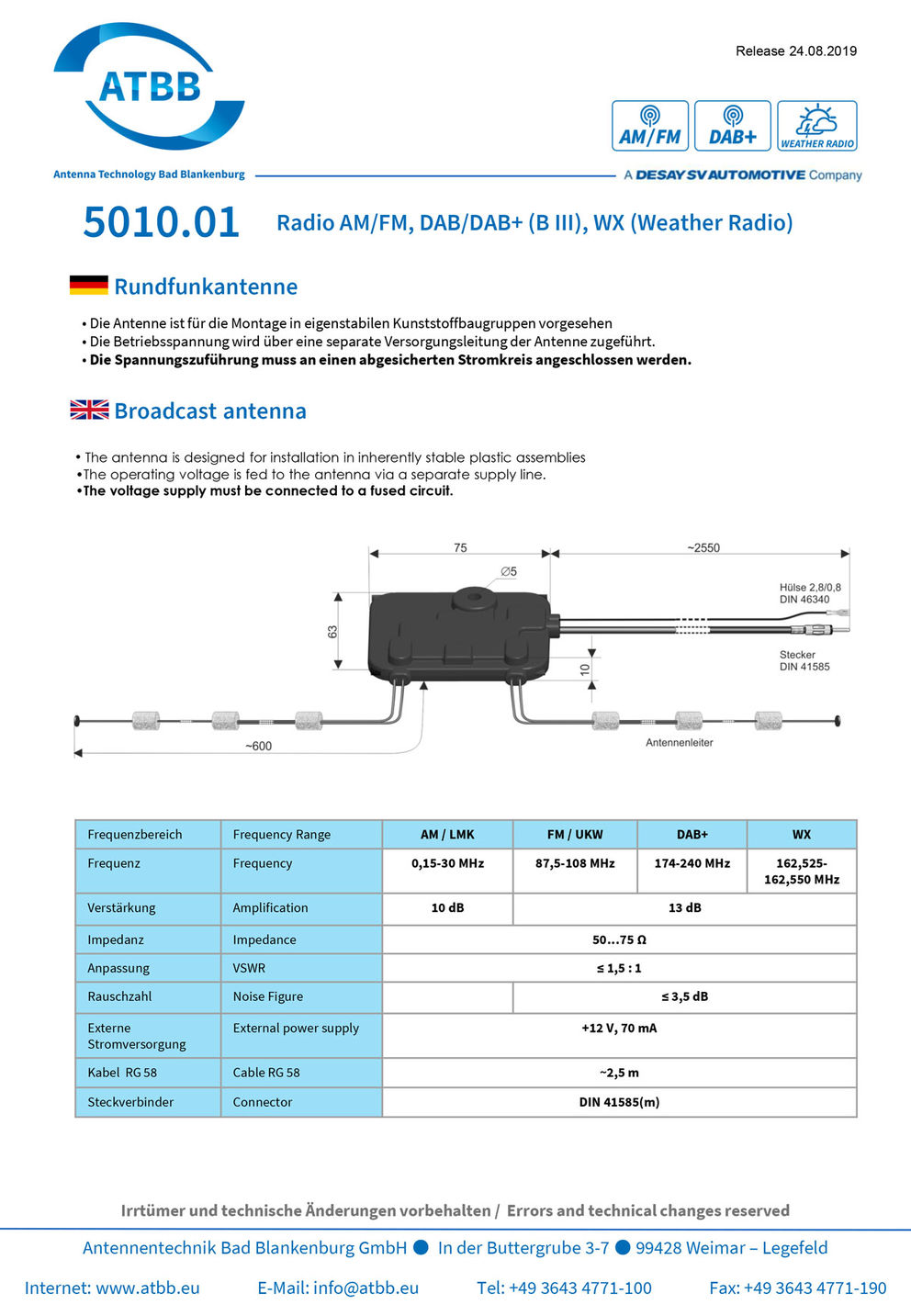 ATBB 5010.02 aktiivinen antenni ATBB 5010.02 aktiivinen antenni