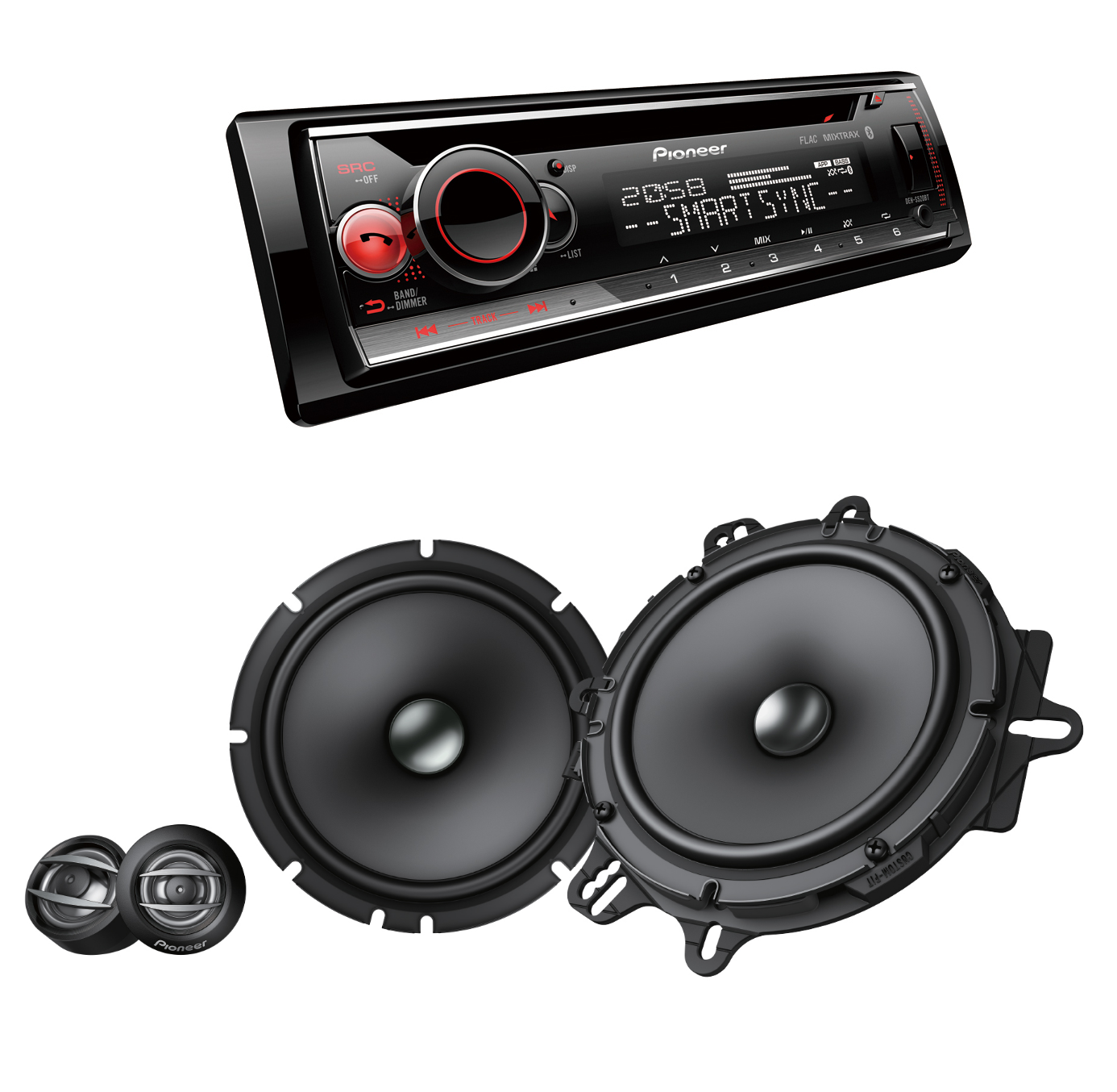 Soitinpaketti Pioneer MVH-S520BT + TS-A1600 Soitinpaketti Pioneer MVH-S520BT + TS-A1600